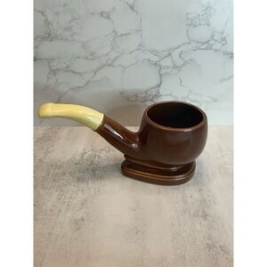 Vintage Smoking Pipe Ceramic MCM Decorative Planter/Trinket holder 3.5" tall 7.5